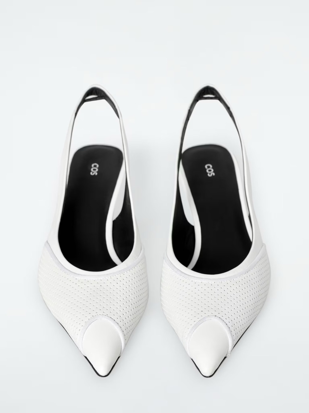 COS White Perforated Pointed Slingback Heels, size 8 and 9. NWT